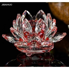 문진 80mm 석영 크리스탈 연꽃 공예 유리 풍수 장식품 인형 홈 웨딩 파티 장식 선물, [03] 빨간