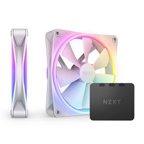 NZXT F120 RGB 듀오 트리플 팩 - 3 x 120mm 양면 팬RGB 컨트롤러 포함 u2013 개별적으로 주소 지정이 가능한 LED 20개 균형 잡힌 공기 및 정압 유체 동, [03] 120mm, [04] 정압, [02] 하얀색