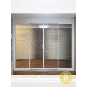 49번 초슬림4짝미서기중문 화이트 모루세로강화유리 // 현관중문 시공비포함 소음차단 반려견안전 맞춤제작 아파트빌라중문, 1개