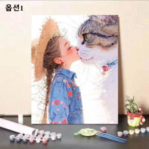 라이프앤코지 DIY 아크릴 유화 그리기 중급자용 40*50CM, 1번(아크릴물감+붓3종+캔버스걸이), 1개