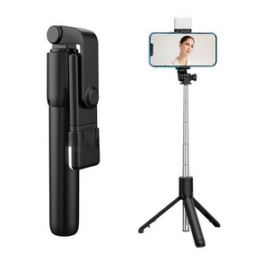 [RHINO GEAR] LED 조명 블루투스 삼각대 셀카봉 RG-BTS100 [블랙], 1개