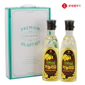 명절선물 롯데 까놀라유선물세트 500ml-2P세트 오일세트 카놀라유 손잡이케이스, 500ml, 2P세트, 1세트