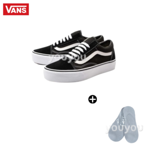 [Vic] VANS 반스 키높이 old-skool 올드스쿨 플랫폼 블랙 화이트 + 국산 페이크삭스 1P