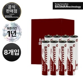 바스맨 2.5세대 무선 충전식 건전지 리튬이온 배터리 AAA 8개입 (740mAh), 8개