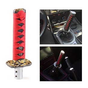 기어봉 교체 튜닝 수동 자동차 커버 노브 레이 베뉴 스파크 크리스탈 Univesal jdm samuai swod shift knob shifte katana metal, 레드와 블랙