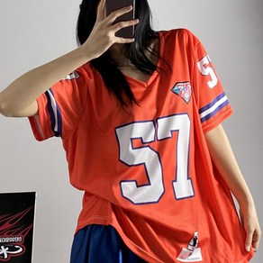 [디디댄스] 브이넥 57 오렌지 져지 사방스판 반팔 힙합티 댄서 방송 줌바웨어 에어로빅복 걸스힙합 데일리
