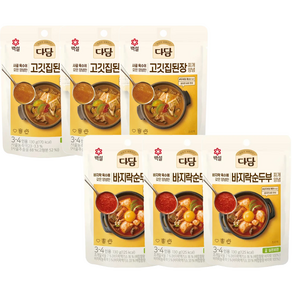 (상온)cj제일제당(주) (다담)고깃집된장찌개양념130gx3개+(다담-상온)순두부찌개130gx3개, 1세트, 130g