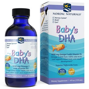 노르딕내추럴스 베이비 오메가3 1050 mg 비타민 D3 300 IU 4온스(119ml), 119ml, 1개