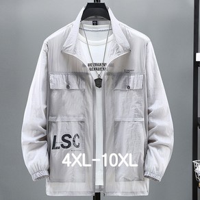 남자 빅사이즈 여름 바람막이 아이스 실크 쿨소재 시원한 자켓 집업 4XL-10XL