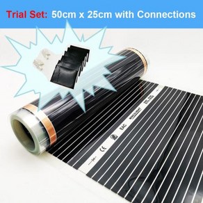 MINCO 가열 적외선 전기 따뜻한 바닥 포일 220V 50cm 220W/m2, 1) 50cmX25cm Tial Set - 50 센치