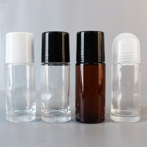 롤온 대용량 유리병 썬롤온 화장품 공용기, 투명바디 화이트헤드, 30ml, 1개