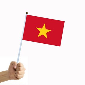 국기 핸드헬드 스틱이 있는 양면 베트남 프리미엄 품질 8 번째 국기에 10 개, [01] 14cm x 21cm, [01] Vietnam