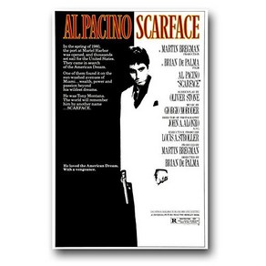 Scaface Poste - Movie Pomo Al Pacino - 11 x 17 inches BW 스카페이스 포스터 - 영화 프로모션 알 파치노 - 11 x 17인치 BW