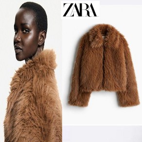 자라 루즈핏 심플한 따뜻함 편안한 퍼 크롭 자켓 ZARA