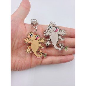 크레스티드게코 키링 도마뱀 아크릴 크레 키링 파충류 Keyring 열쇠고리