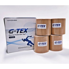 지텍스 테이프 7.5cm x 5m 1박스 4롤 키네시올로지 국산 스포츠테이핑 근육테이프 G-TEX TAPE, 4개, 1세트