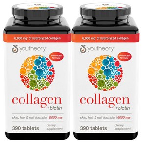 Youtheoy Collagen 유씨어리 콜라겐 헤어 스킨 네일 포뮬러 비타민C 함유 6000mg 390정 2팩, 2개