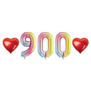 900일 숫자 하트 풍선 세트, 03.레인보우 900