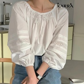 카라 KARRA 77까지 셔링리본플라워펀칭블라우스 A4S1019