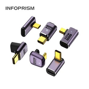 INFOPRISM / LED 점등 USB 4.0 C타입 PD 240W 40Gbps 썬더볼트 각도 변환 꺾임 젠더 90도 180도 L형 U형 ㄱ형 IA-929, 모델 B / C타입 암-수 L형, 1개