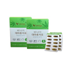 휴럼 비너지 대마 종자유 800mg 60캡슐, 30정, 2개