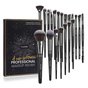 MAANGE 20Pcs 전문 메이크업 브러쉬 세트 파운데이션 컨실러 아이 섀도우 휴대용 상자와 뷰티 도구를 혼합, 01 Black, 1개