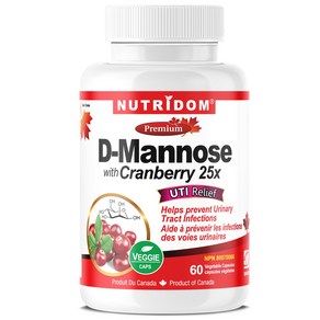 뉴트리돔 D만노스 500mg 캐나다 크랜베리 5 000mg D-MANNOSE WITH CRANBERRY 디만노스크랜베리 디마노스 D-마노스 캐나다 직구 영양제 카포리아, 1개, 60정