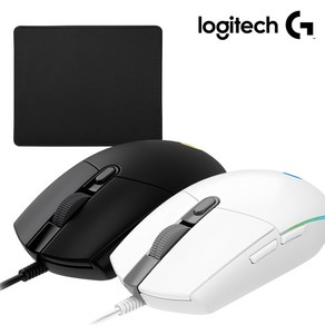 로지텍코리아 정품 로지텍 G102IC 2세대 Lightsync 게이밍마우스 에이투비 마우스패드 포함 유선 마우스, 화이트, 로지텍코리아 G102 + 일반패드(220mm)