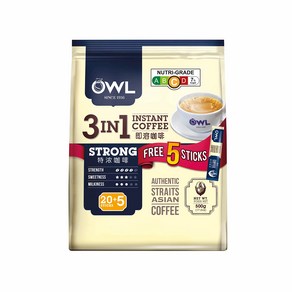 OWL 부엉이 인스탄트 커피 스트롱 3in1 - Owl Instant Coffee Stong 3in1 20g X 25, 1개, 25개입