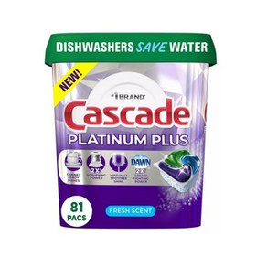 캐스케이드 플래티넘 플러스 식기세척기 세제 81개 Cascade Platinum Plus ActionPacs Dishwashe Detegent Pods Fesh Sce, 1개