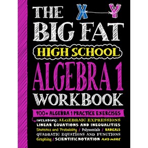 (영문도서) The Big Fat High School Algebra 1 Workbook: 400+ Algebra 1 Practice Exercises Paperback