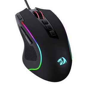 Redagon M612 Pedato RGB 게임 마우스 8000 DPI 유선 광학 게이머 11개 조절 가능 버튼 및 5가지 고무 모드 DIY 키바인드 빠른 그립 지원 소, 없음, 1) 유선 - 블랙