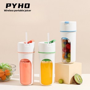 PYHO 믹서기 소형 블랜더 휴대용 전동 USB 충전 미니믹서기 무선 휴대용 믹서기 350ml, 오렌지