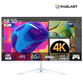 (연말이벤트)픽셀아트 PIXELART PAU2711W 화이트 무결점 UHD 60Hz 4K IPS 모니터, 68cm