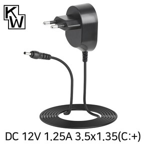 KW 12V 1.25A SMPS 아답터(3.5x1.35(1.4)mm/C:+), 1개