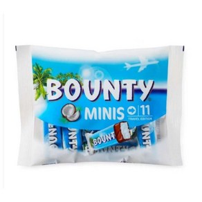 바운티 미니 코코넛 초콜릿 트래블 Bounty Minis Coconut Chocolate Tavel Edition 11pcs 333g, 1개