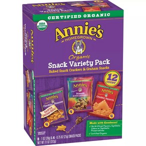 [미국 직배송]애니스 오가닉 스낵 버라이어티 스낵 팩 12팩 312g Annie's Homegrown Variety Snack Pack