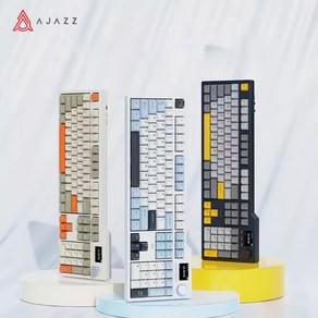 [성의샵] AJAZZ ak35i v3 유무선 기계식 게이밍 키보드 104키 RGB램프 1.14TFT스크린 전키핫스왑 3핀5핀겸용 8000mah gasket구조 최신출시, v3버전 무선3모드, 블루, 아보카도그린축(45gf)