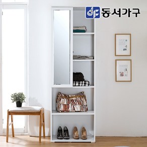 동서가구 퓨어 드레스룸 거울 선반장 DF636448, 화이트