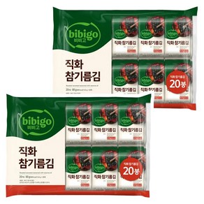 CJ제일제당 비비고 직화 참기름 김 4.5g x 20개입, 90g(20개입), 2개