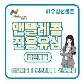 앤텔레콤(kt lg) 알뜰폰 선불유심 선불폰 비대면개통 당일개통 빠른개통, KT유심(KT미납폰사용불가), 1개