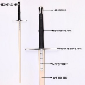 연습용 가검 롱소드 장검 검술 무대 소품 훈련용 양손검 대검, 업그레이드 모델, 1개