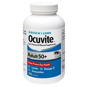 Ocuvite Bausch + Lomb Adult 50+ 비타민 & 미네랄 서플리먼트 루테인 제아잔틴 오메가-3 150정