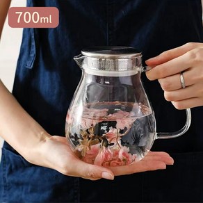 일본 IwaiLoft 원터치 찻주전자 내열유리 티포트 스테인레스뚜껑 700ml, 1개