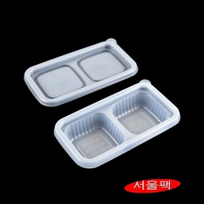 사각소스용기 반찬포장 기름장용기 양념용기 M-0814-2A 2칸 500세트, 반투명, 500개, 1개입