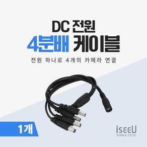 iseeU DC 전원 2분배 4분배 8분배 케이블 CCTV 어댑터 전원분배기 멀티잭, 2. 4분배 케이블, 1. 1개, 1개