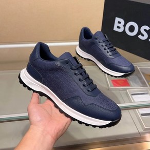 HUGO BOSS 남성 가죽 운동화 블루 50465450-400