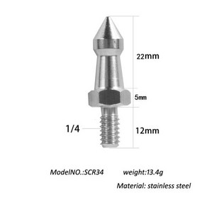 호환 3/8 인터페이스 고 스테인레스 풋 스파이크 모노포드 삼각대 카메라 부품 장착 스터드 나사 1/4인치, 한개옵션1, 03 SCR34