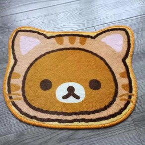 애니메이션 Rilakkuma 플러시 바닥 매트 귀여운 만화 크리에이티브 침대 옆 부드러운 러그 카와이 미끄럼 방지 욕실 도어 매트 홈 데코 42x53cm, 1개, 없음, 없음