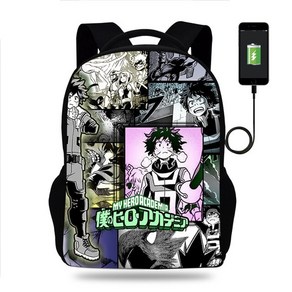 책 가방 Anime boku no heo academia 배낭 소년 소녀 학교 남성 여성 십대 usb 여행 mochila